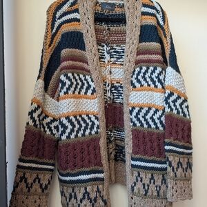 LINE Chunky Knit Sweater  Women's Size Large Cozy Cardigan Boho REVOLVE Tapestry